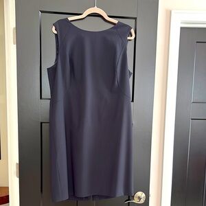 NWOT Talbots Elegant Navy Sleeveless Dress. Small back Slit. Size 16